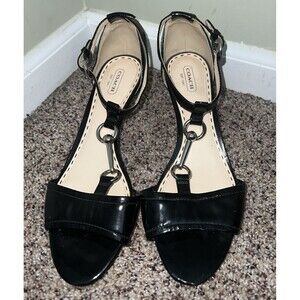 COACH Women's Singback strappy healed sandals tan & black size 11 B